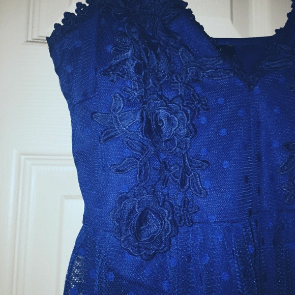 Steps New York Passion Blue Floral Emroider Dress - Picture 6 of 8